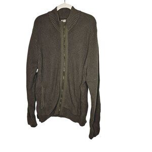 Duluth Trading Co. Mens Ribbed Zip-Up Cardigan Sweater W/ Elbow Patches XL Brown